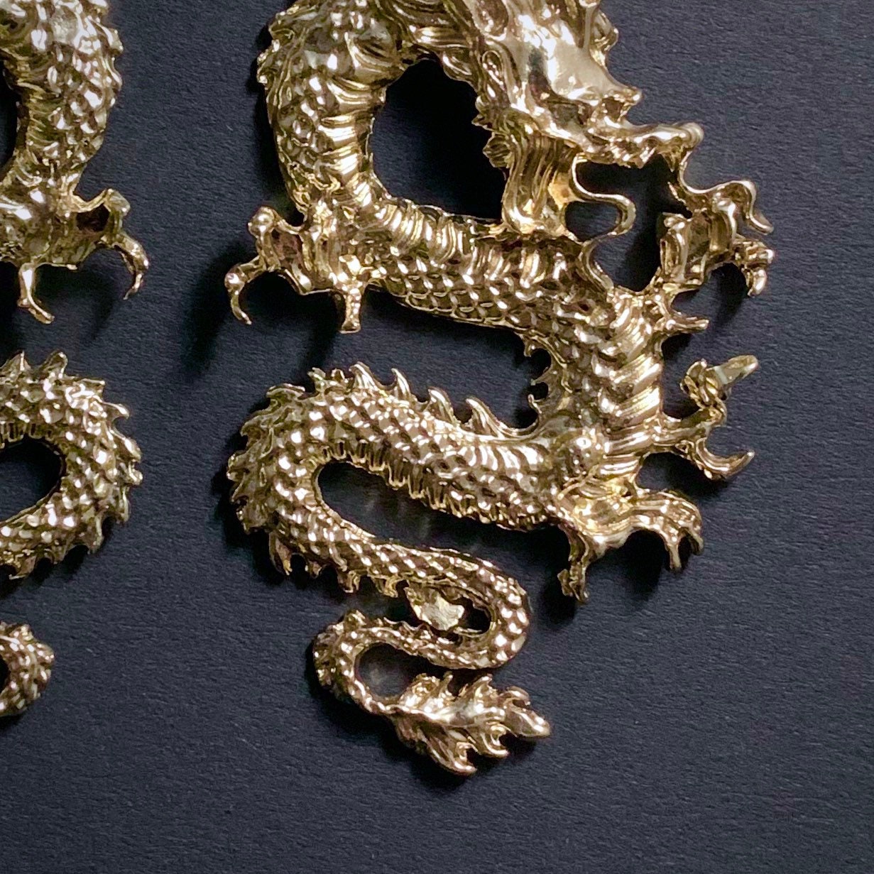 Hissing Dragon Large Gold Statement Earrings