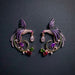 Phoenix Bird Rose Gold & Multi Color Earrings
