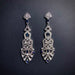 Art Deco Silver & Sapphire Large Chandelier Earrings