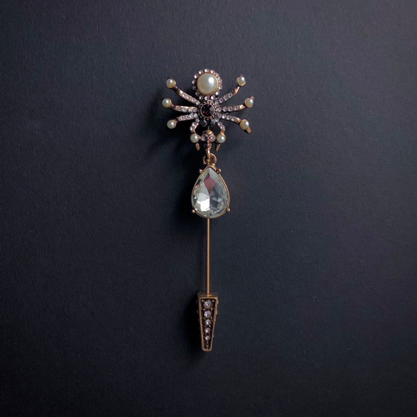 Spider, Pearl & Teardrop Brooch Pin