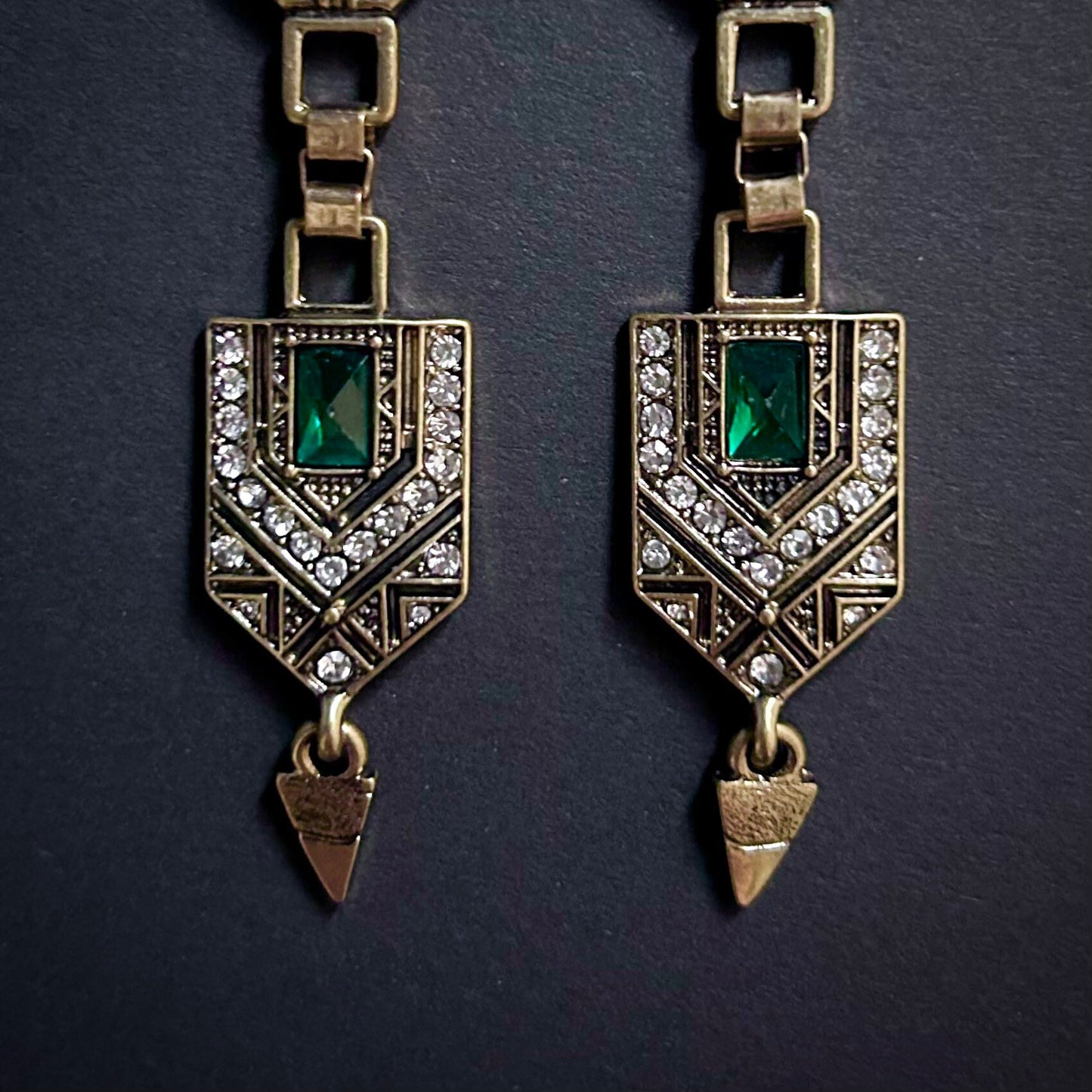 Art Deco Emerald Gold Jewelry Set