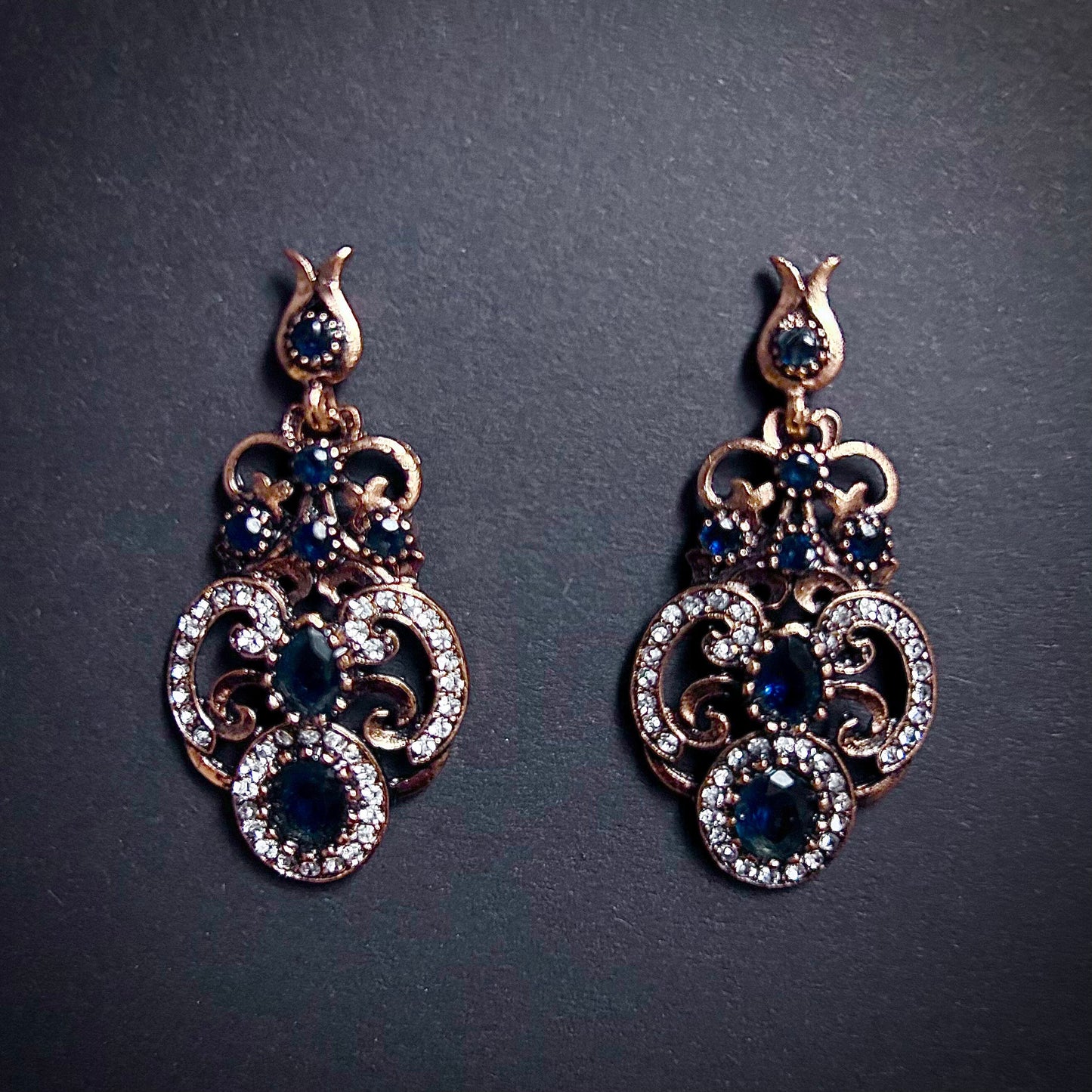 Sapphire Gold Chandelier Drop Earrings