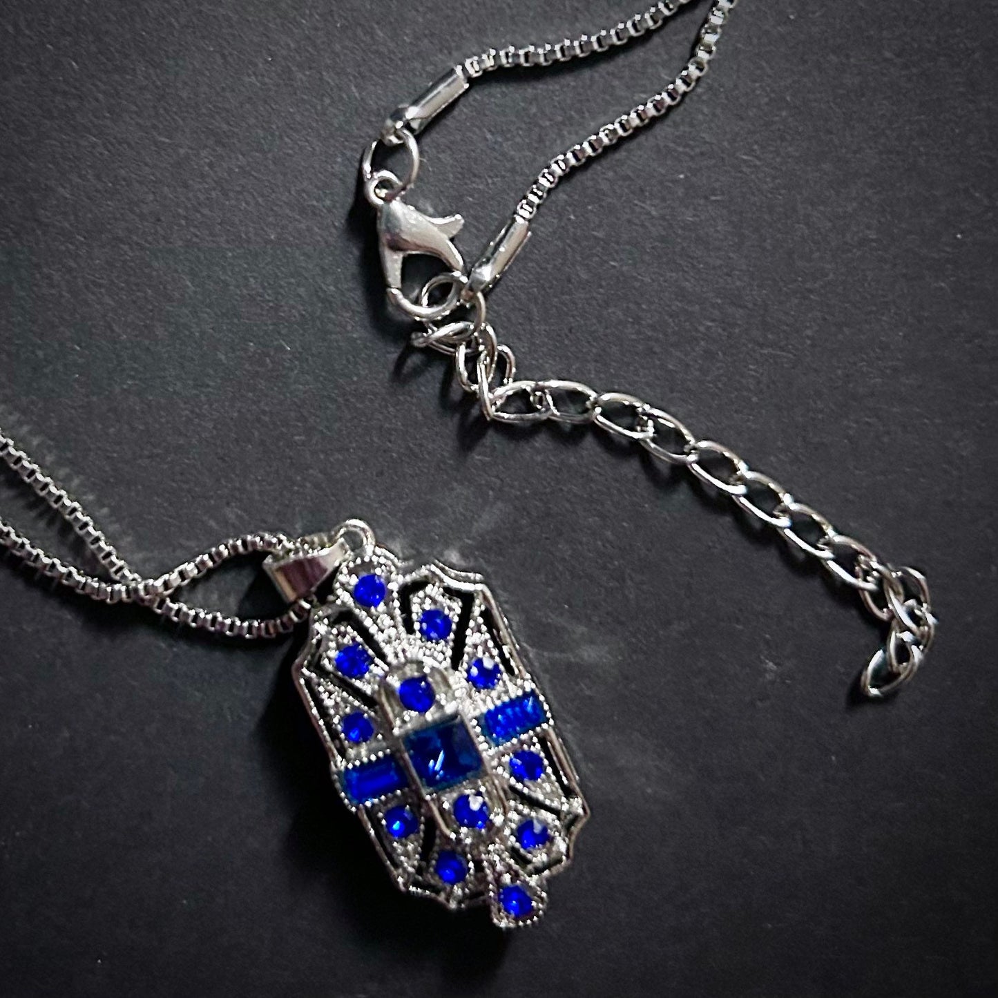 Art Deco Bridal/Bridesmaids Necklace in Silver & Sapphire