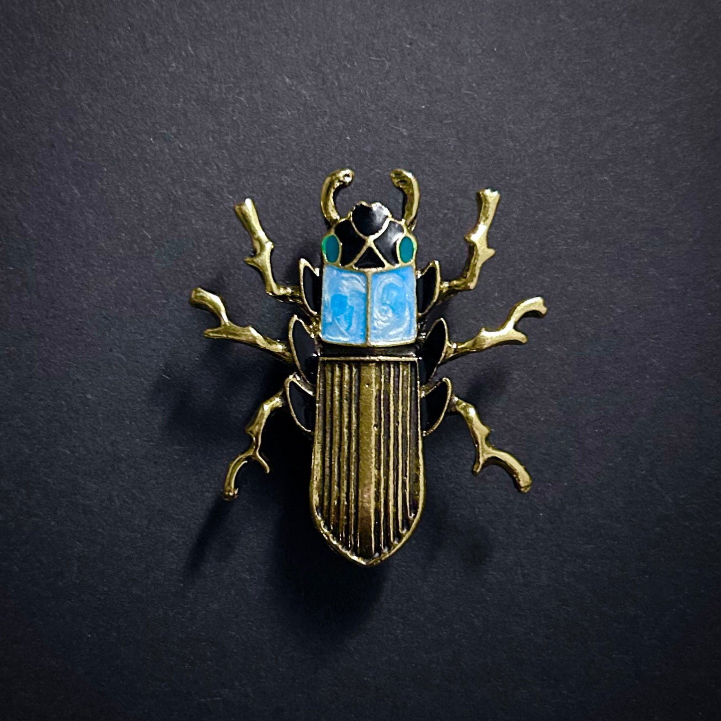 Art Deco Beetle Enamel & Antique Gold Brooch Pin