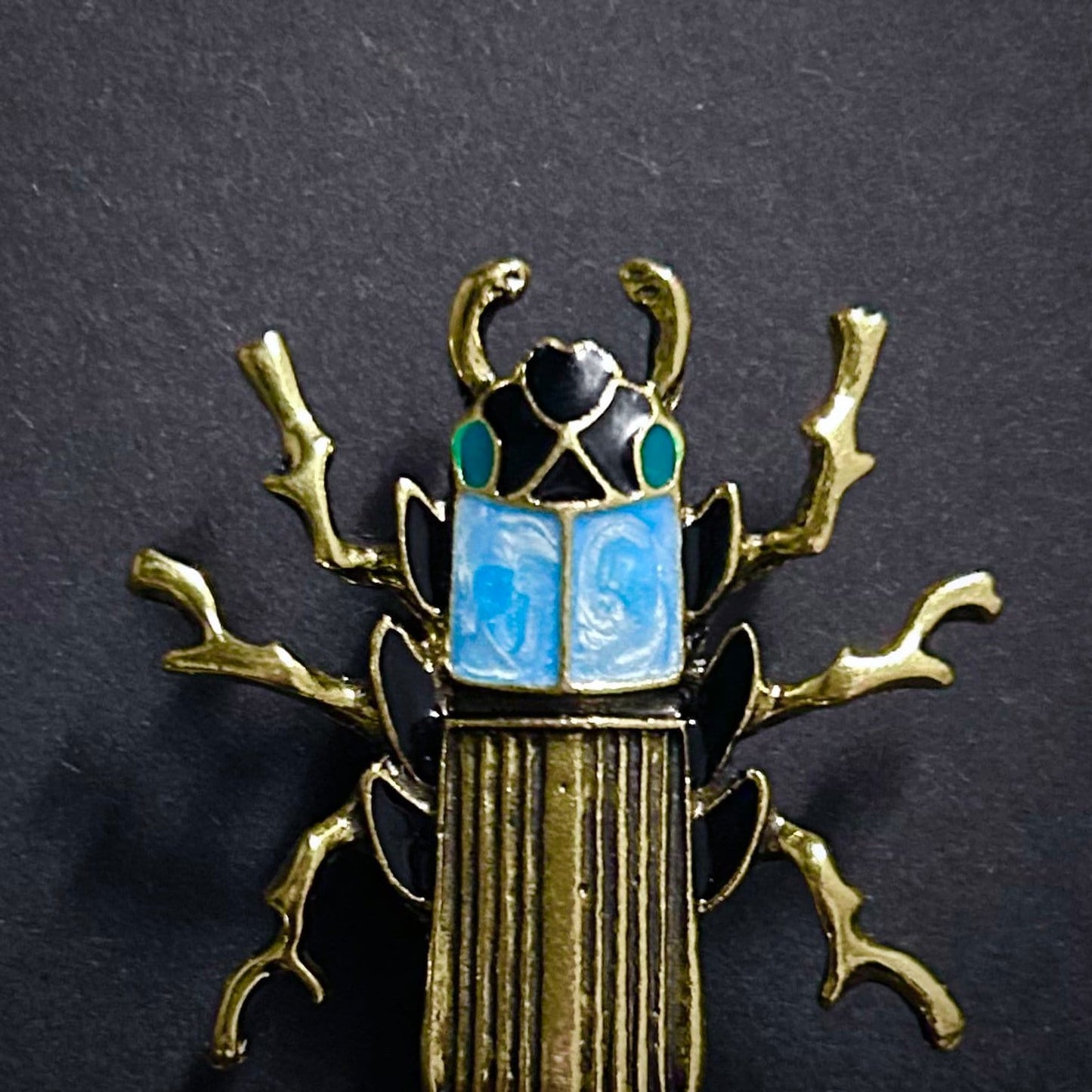 Art Deco Beetle Enamel & Antique Gold Brooch Pin