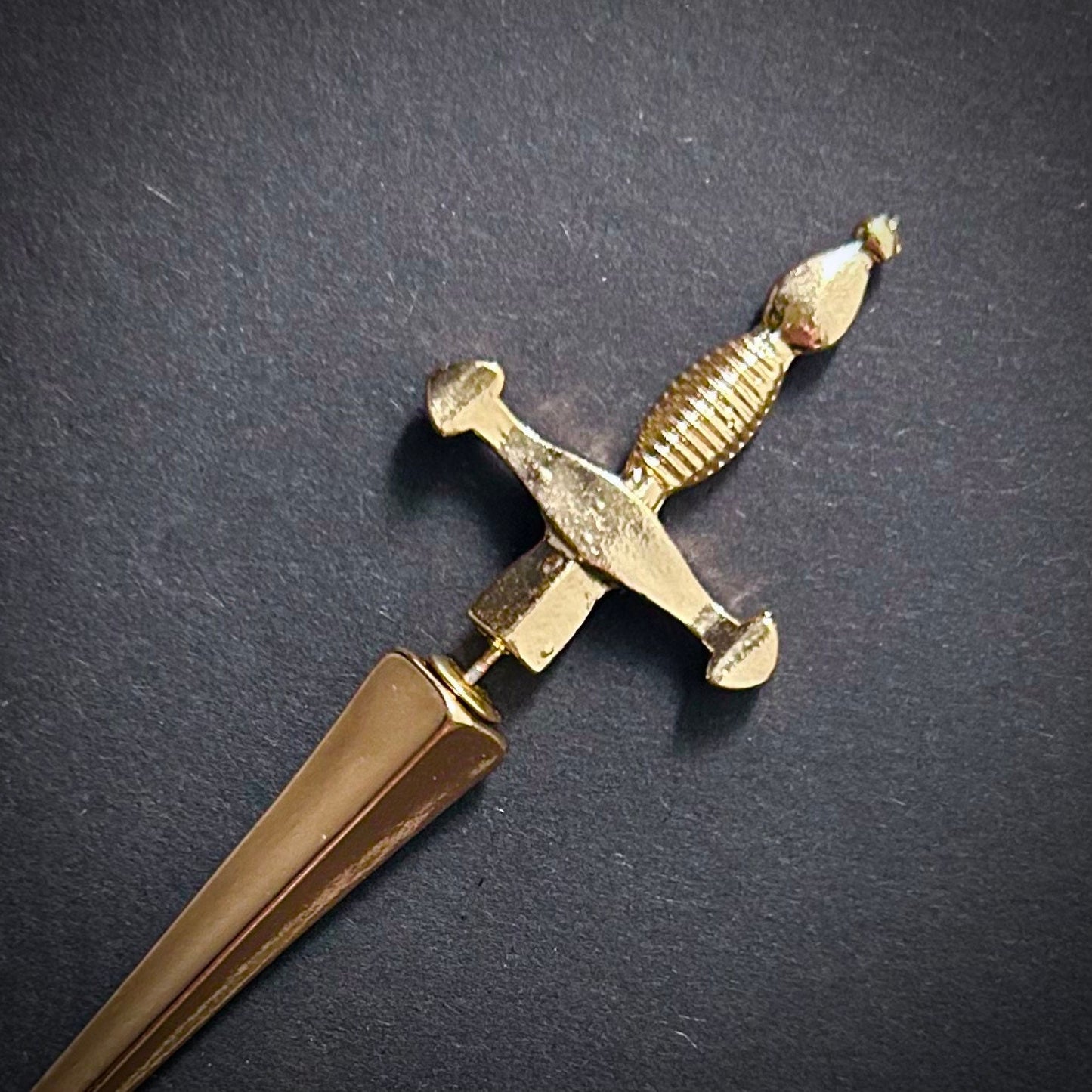 Single Earring Faux Gauge Sword in Gold