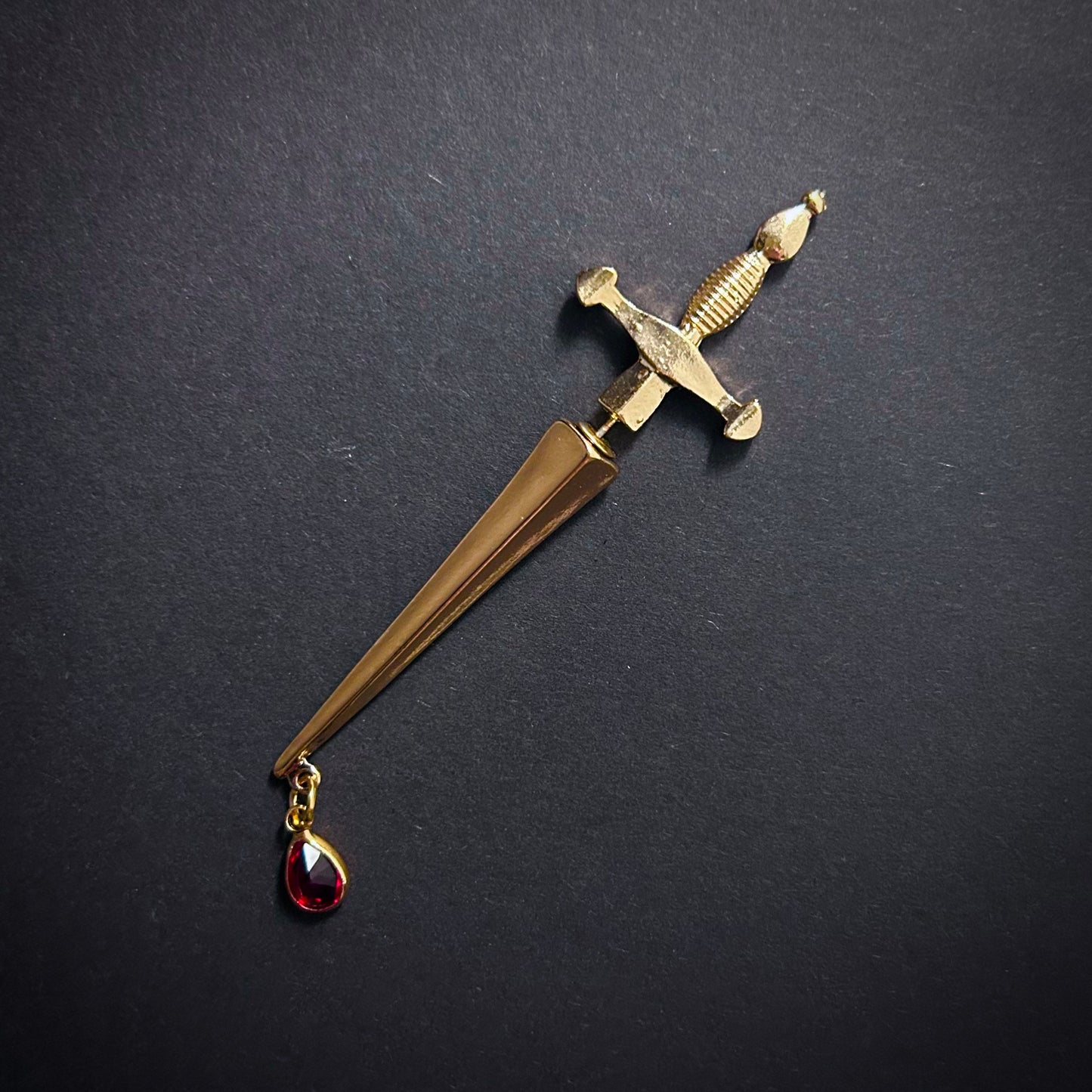 Single Earring Faux Gauge Sword in Gold