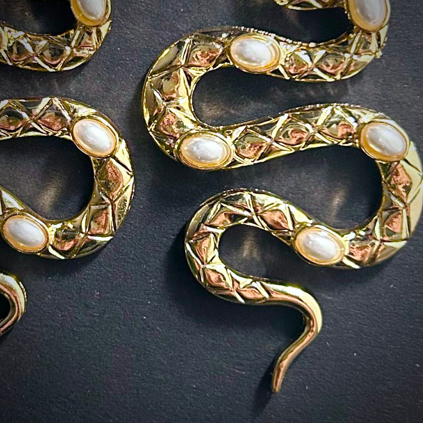 Winding Snake Gold & Pearl Earrings