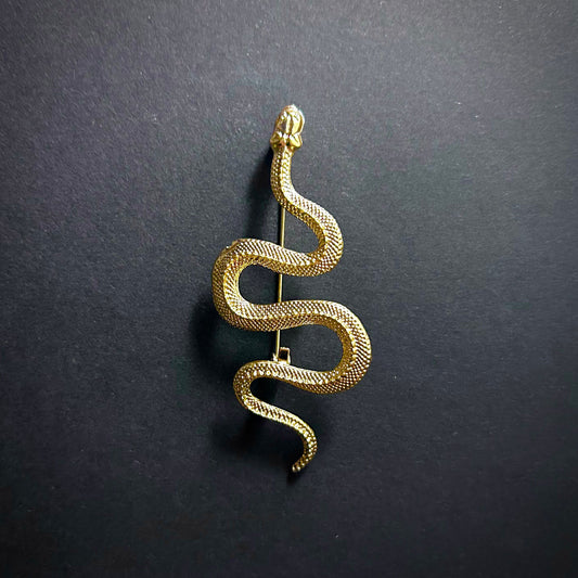 Clean & Simple Slithering Snake Brooch in Gold