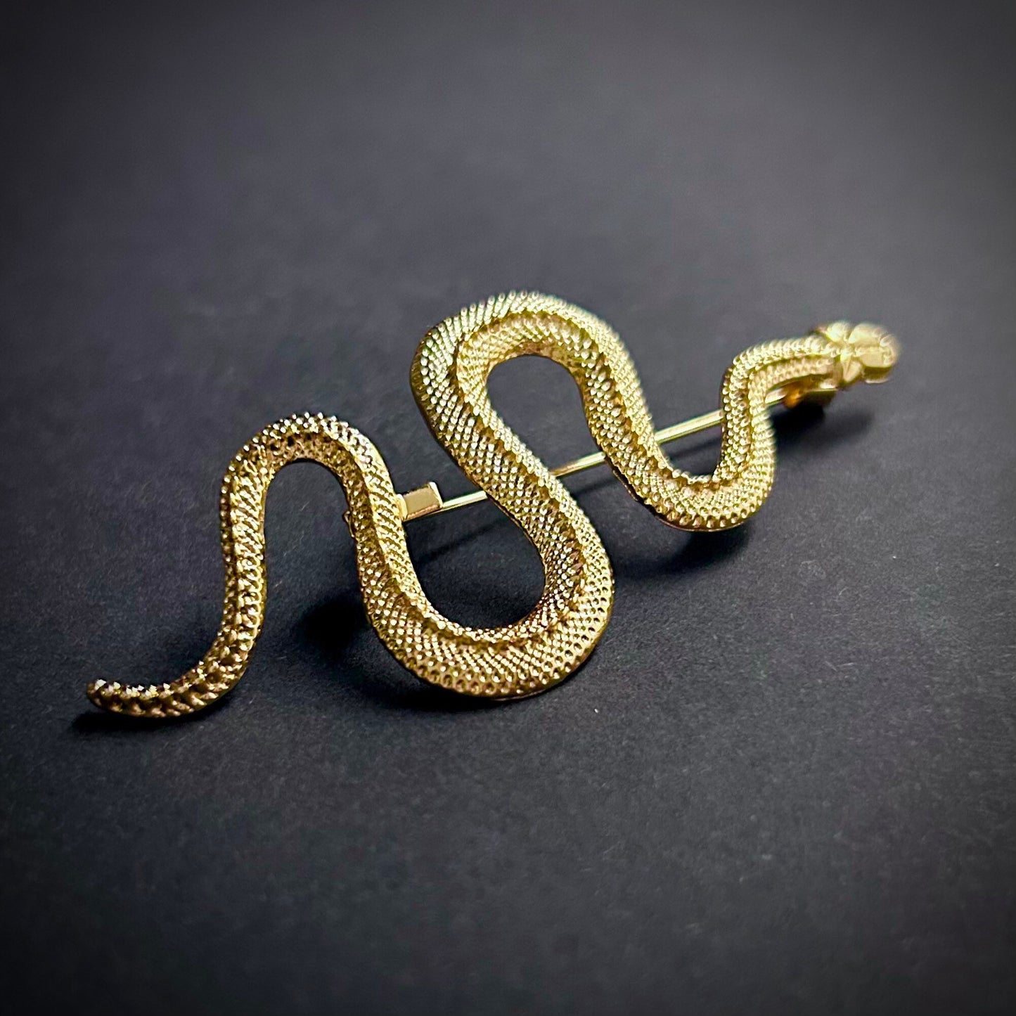 Clean & Simple Slithering Snake Brooch in Gold