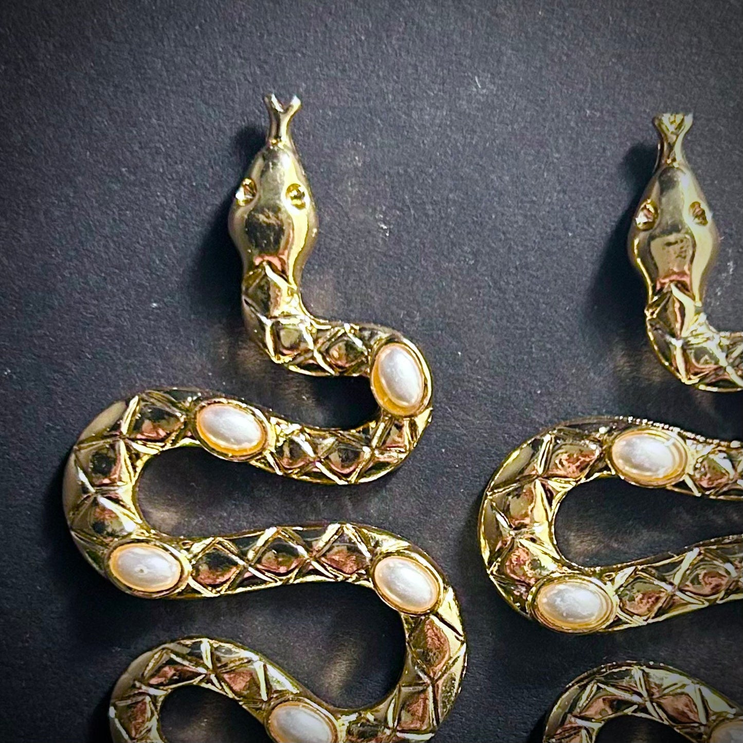 Winding Snake Gold & Pearl Earrings