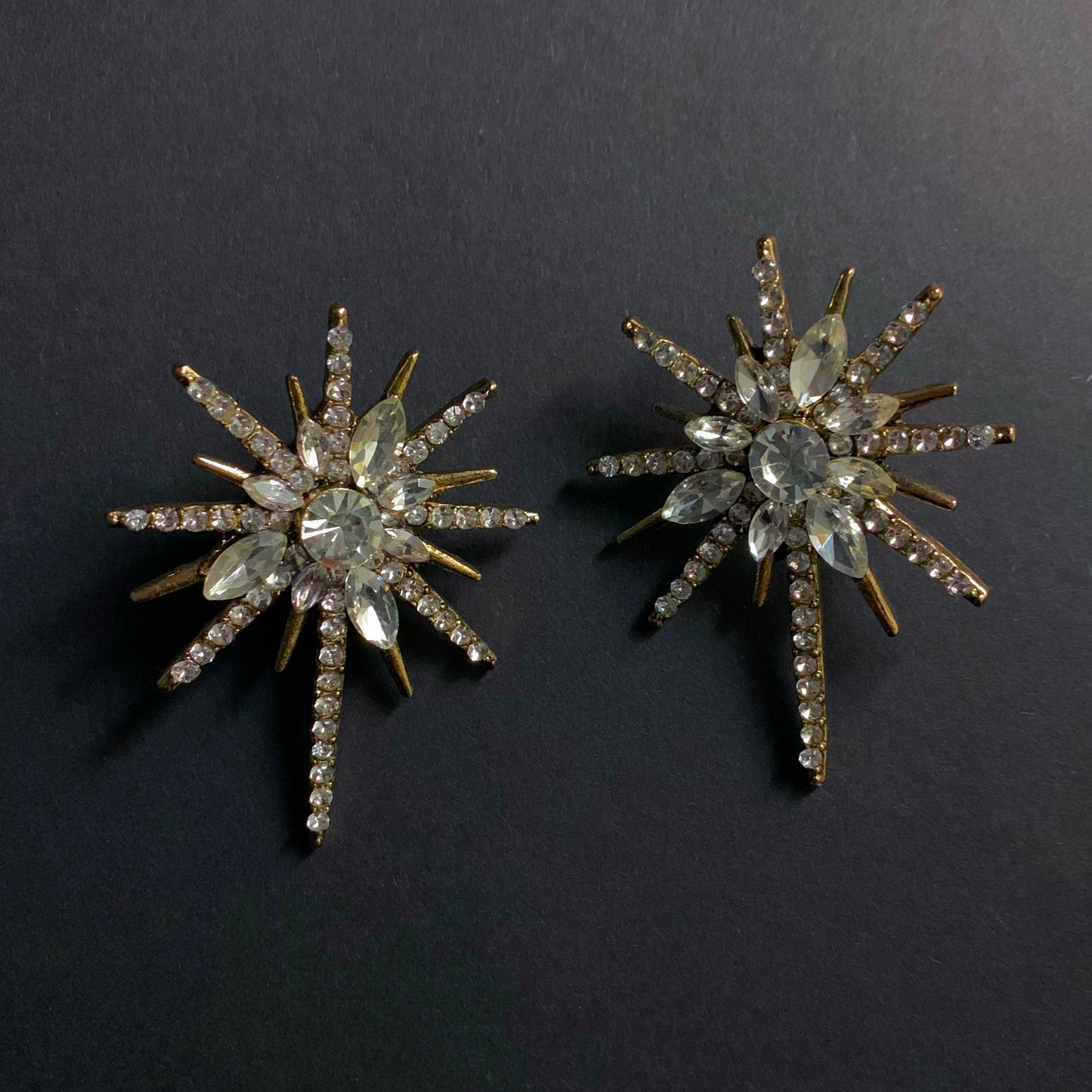 Starburst Gold Crystal Stud Earrings