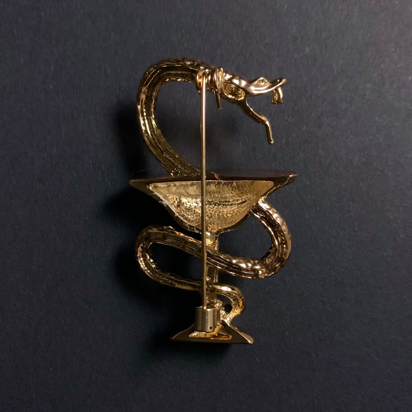 Bowl of Hygieia Snake & Chalice Gold Brooch Lapel Pin