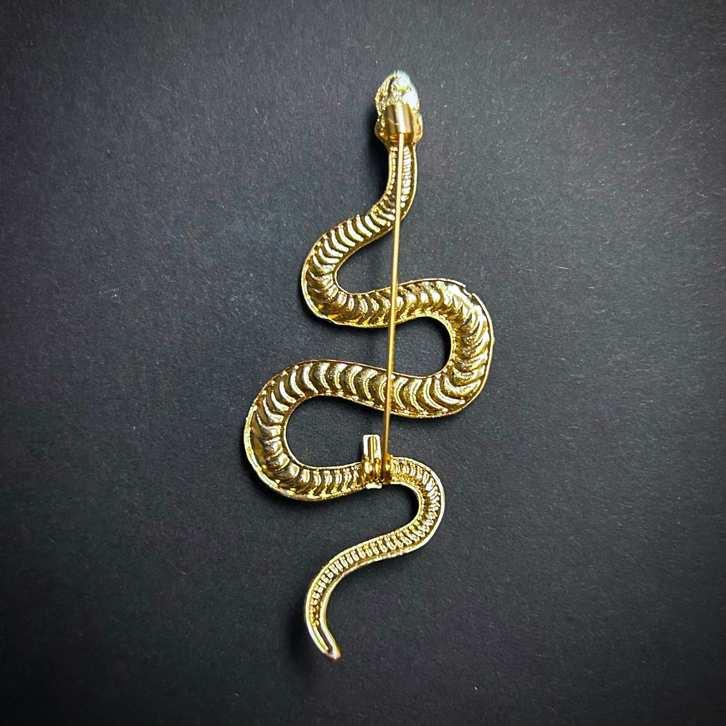 Clean & Simple Slithering Snake Brooch in Gold