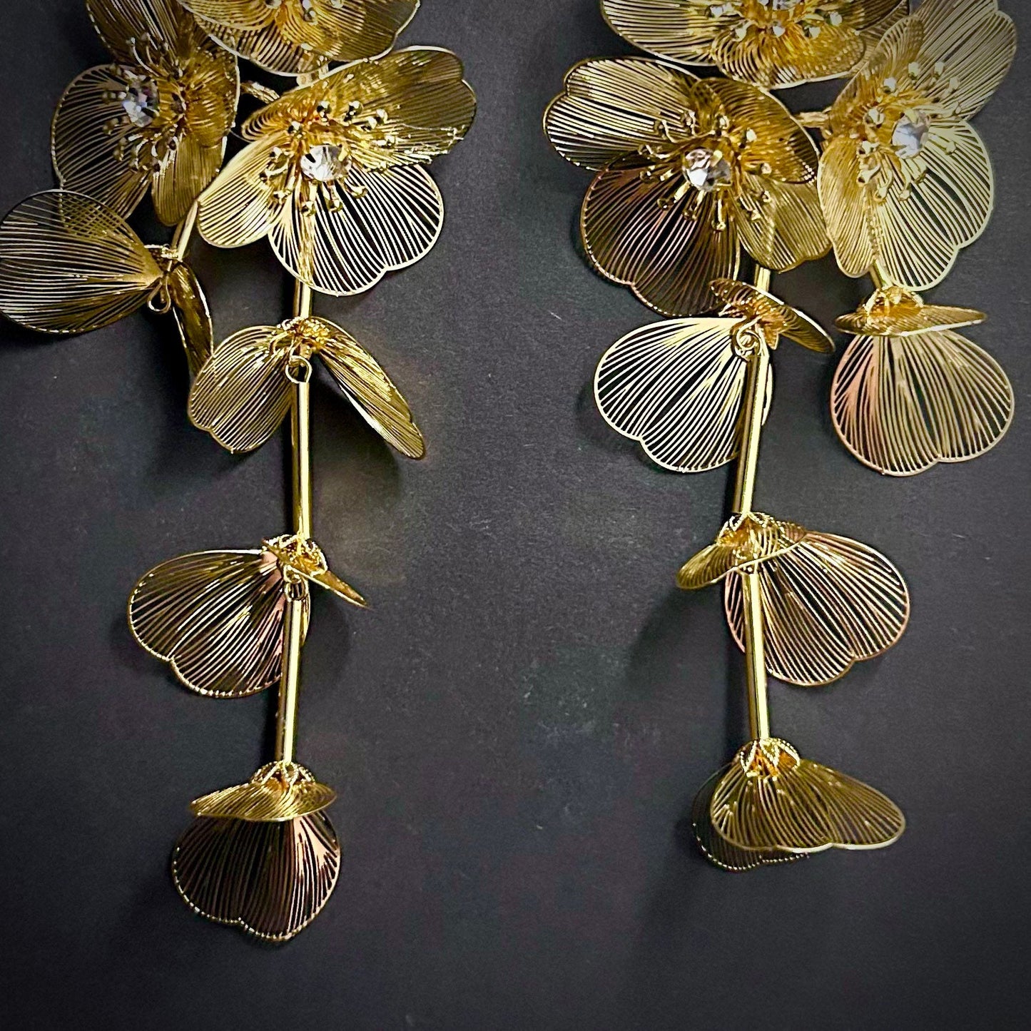 Light Flower Cluster Falling Petals Dangle Earrings