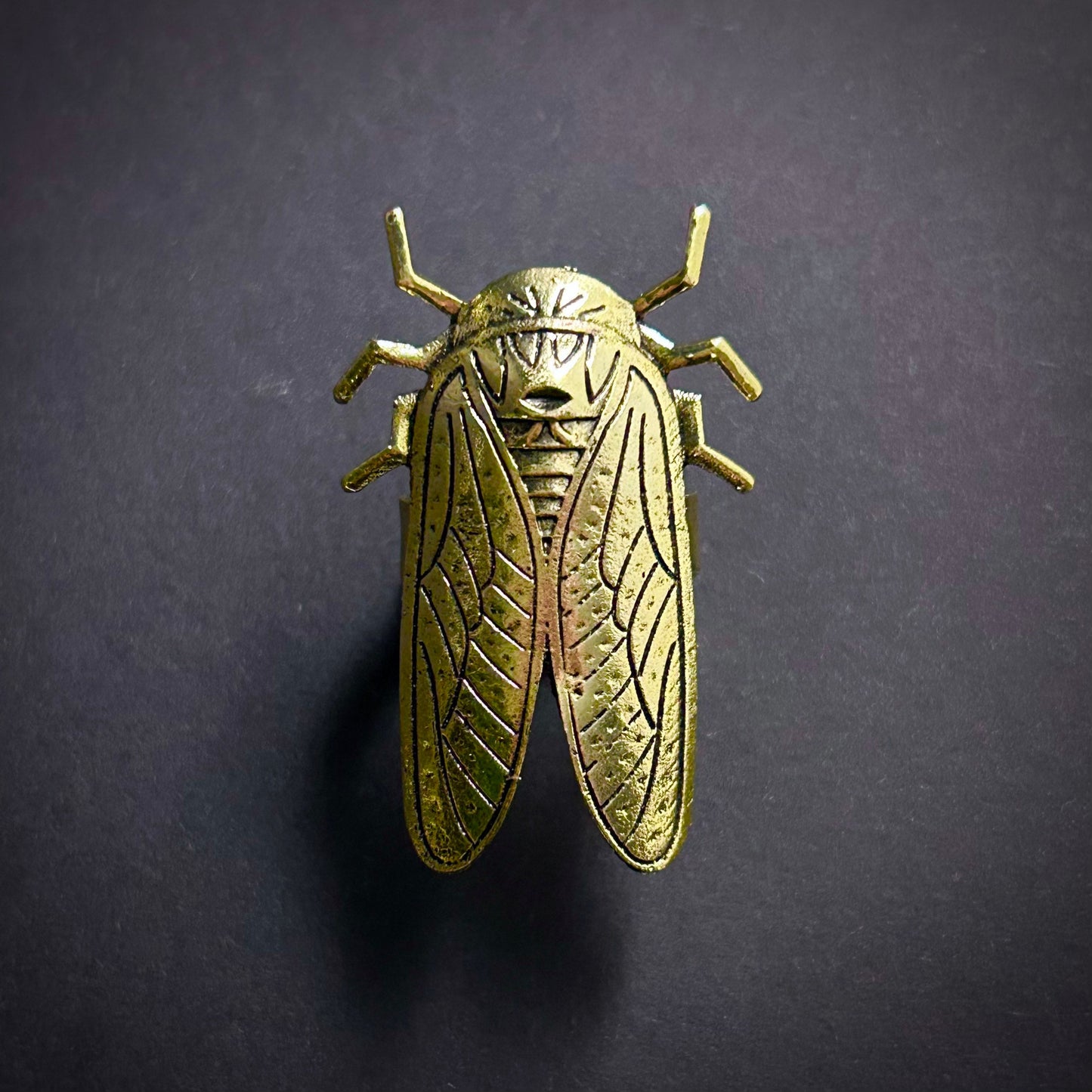 Cicada Adjustable Ring in Antique Gold