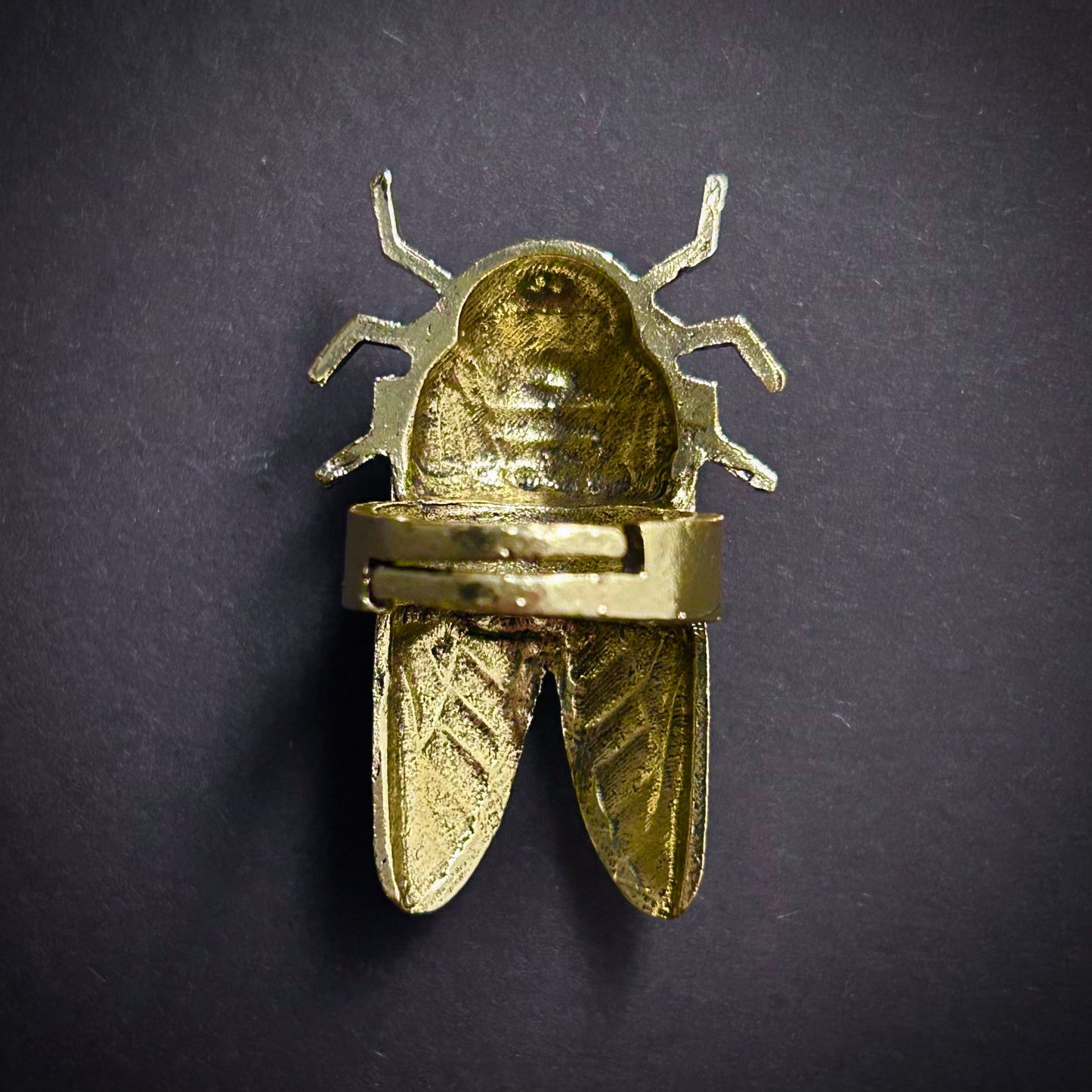 Cicada Adjustable Ring in Antique Gold