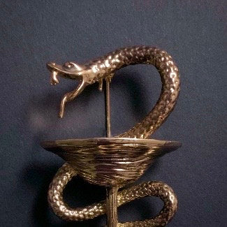 Bowl of Hygieia Snake & Chalice Gold Brooch Lapel Pin