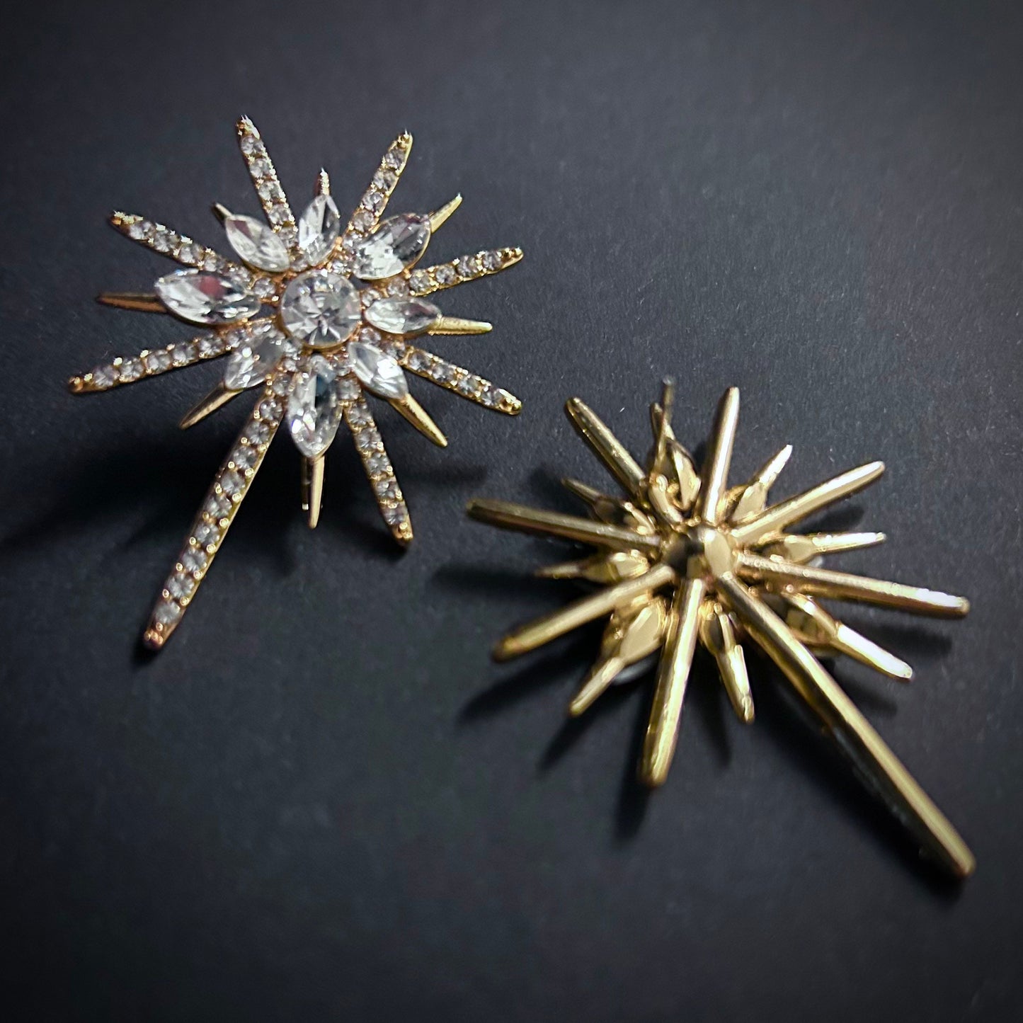 Starburst Gold Crystal Stud Earrings