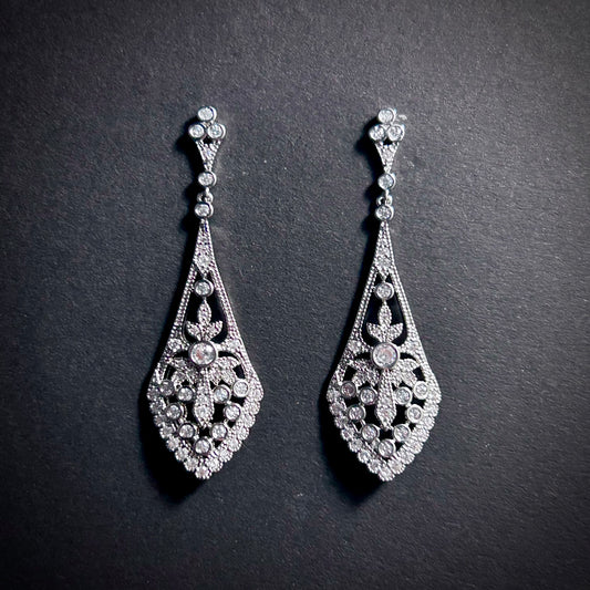 Filigree Silver Drop Earrings