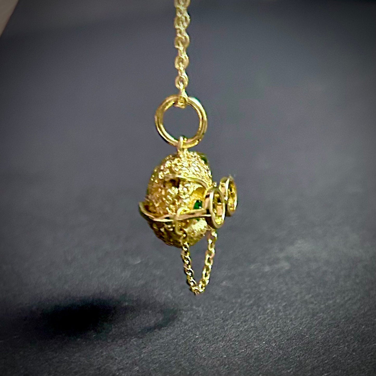 Professor Owl Gold & Emerald Pendant Necklace