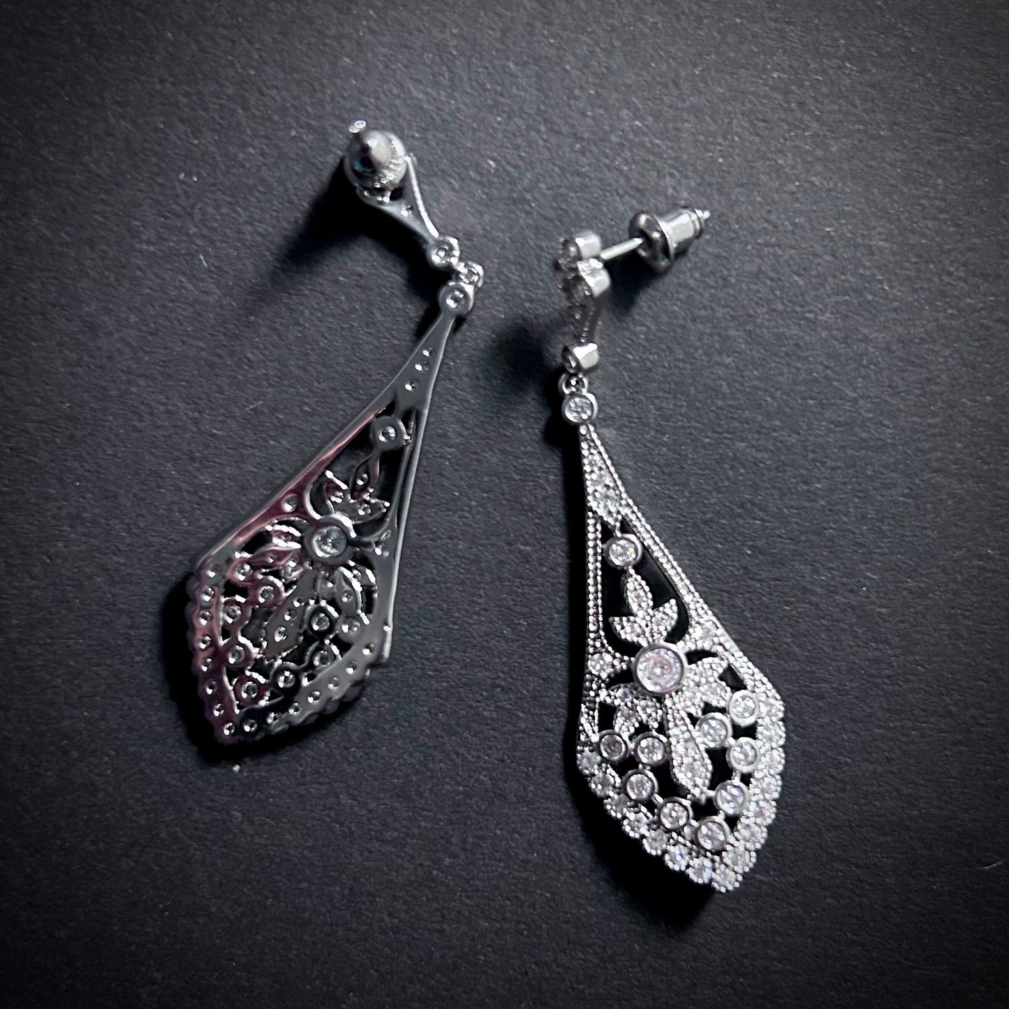 Filigree Silver Drop Earrings