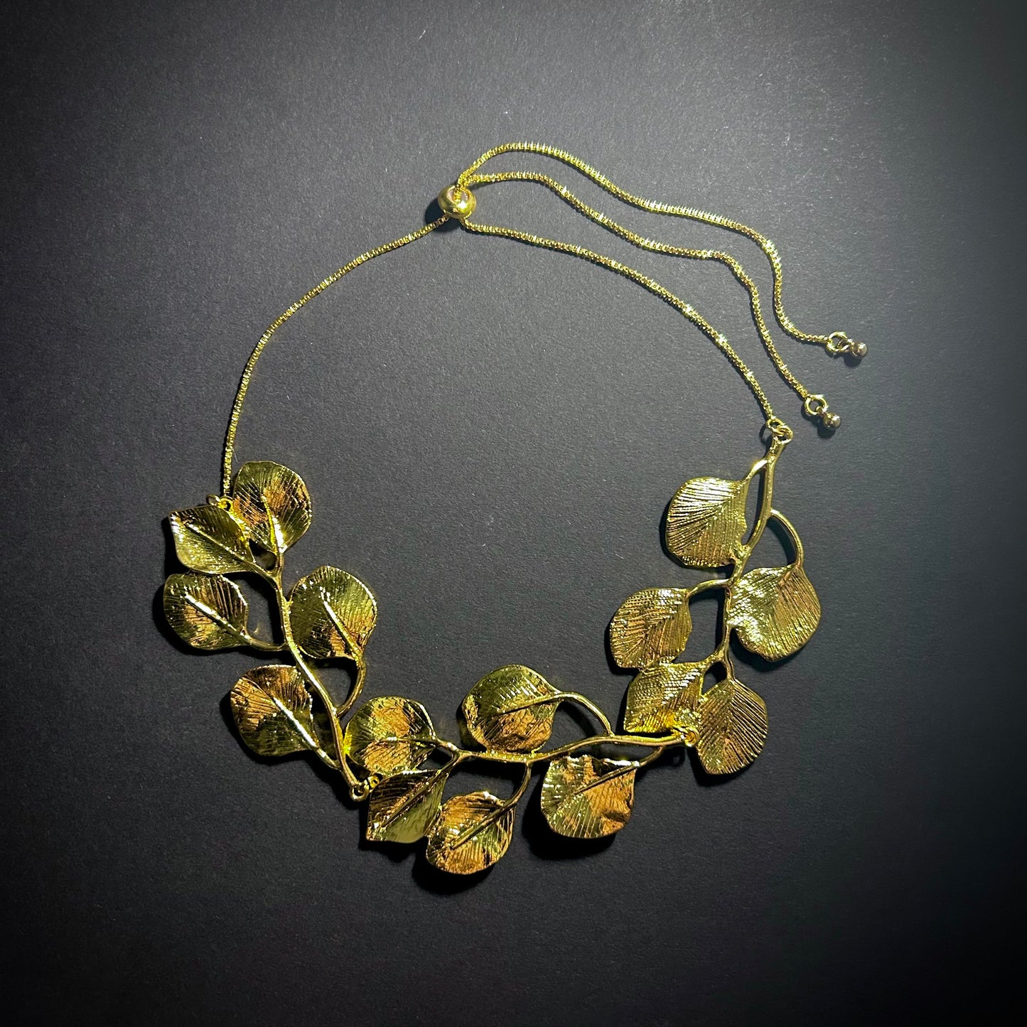 Gold Leaf & Branch Statement Bib Necklace