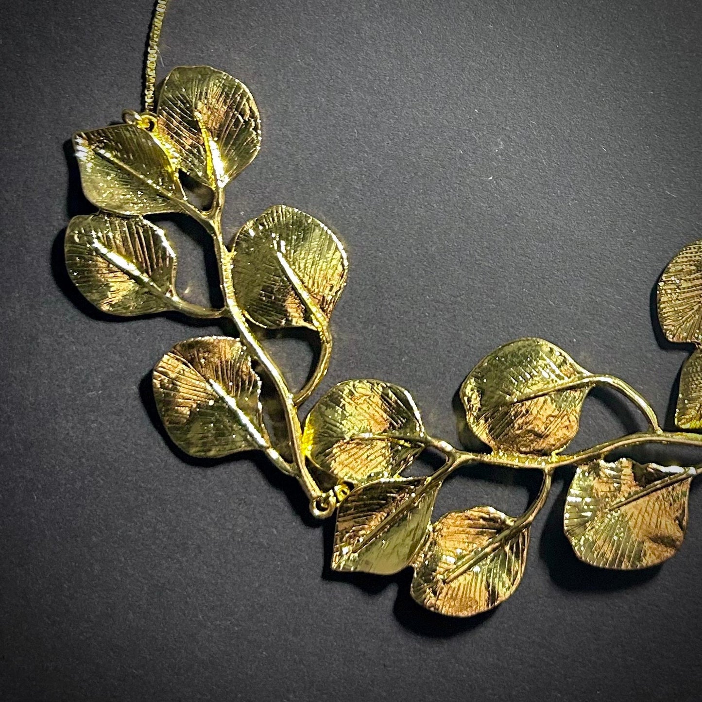 Gold Leaf & Branch Statement Bib Necklace