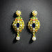 Intricate Enamel, Sapphire & White Pearl Earrings