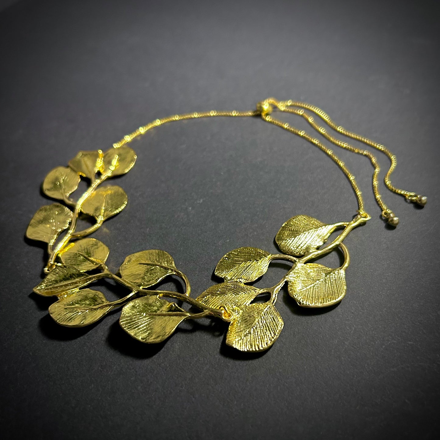 Gold Leaf & Branch Statement Bib Necklace