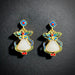 Jade & Cloisonné Enamel Butterfly Earrings