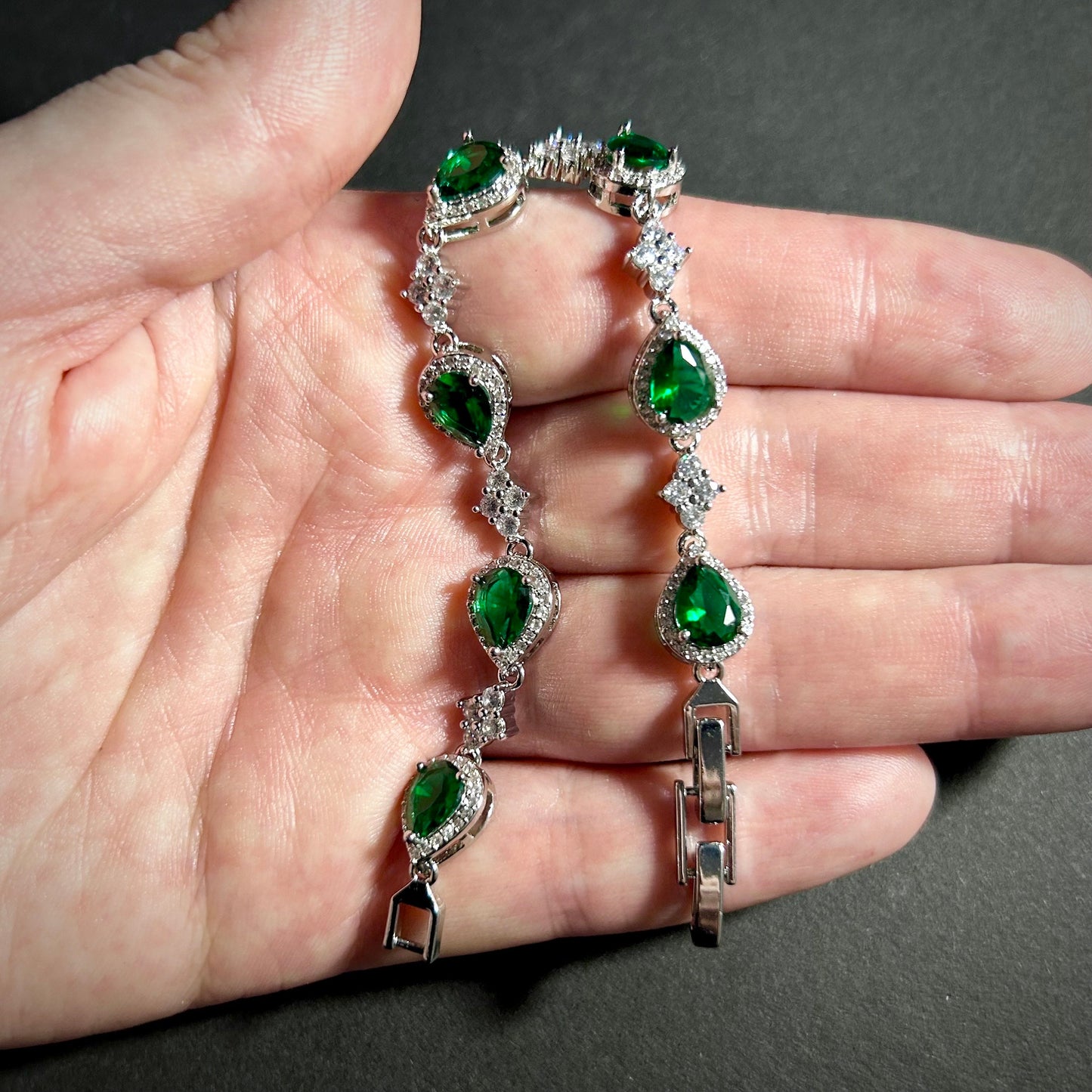 Emerald Teardrop Tennis Bracelet