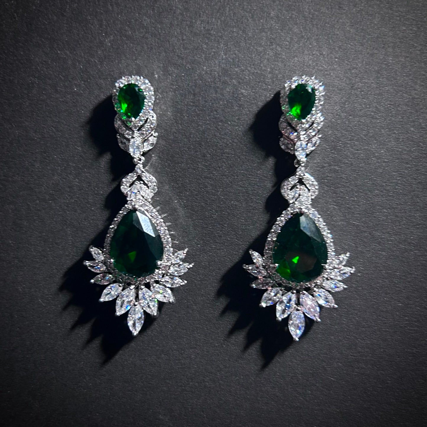 Emerald Teardrop Statement Earrings