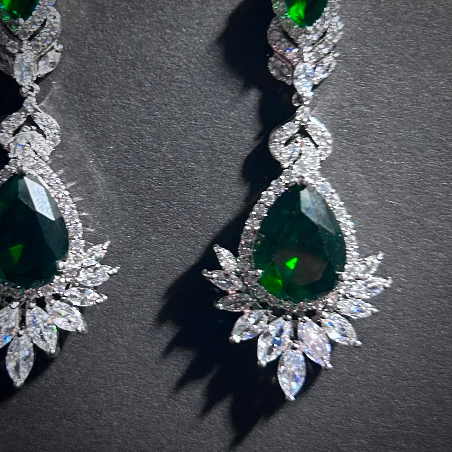 Emerald Teardrop Statement Jewelry Set