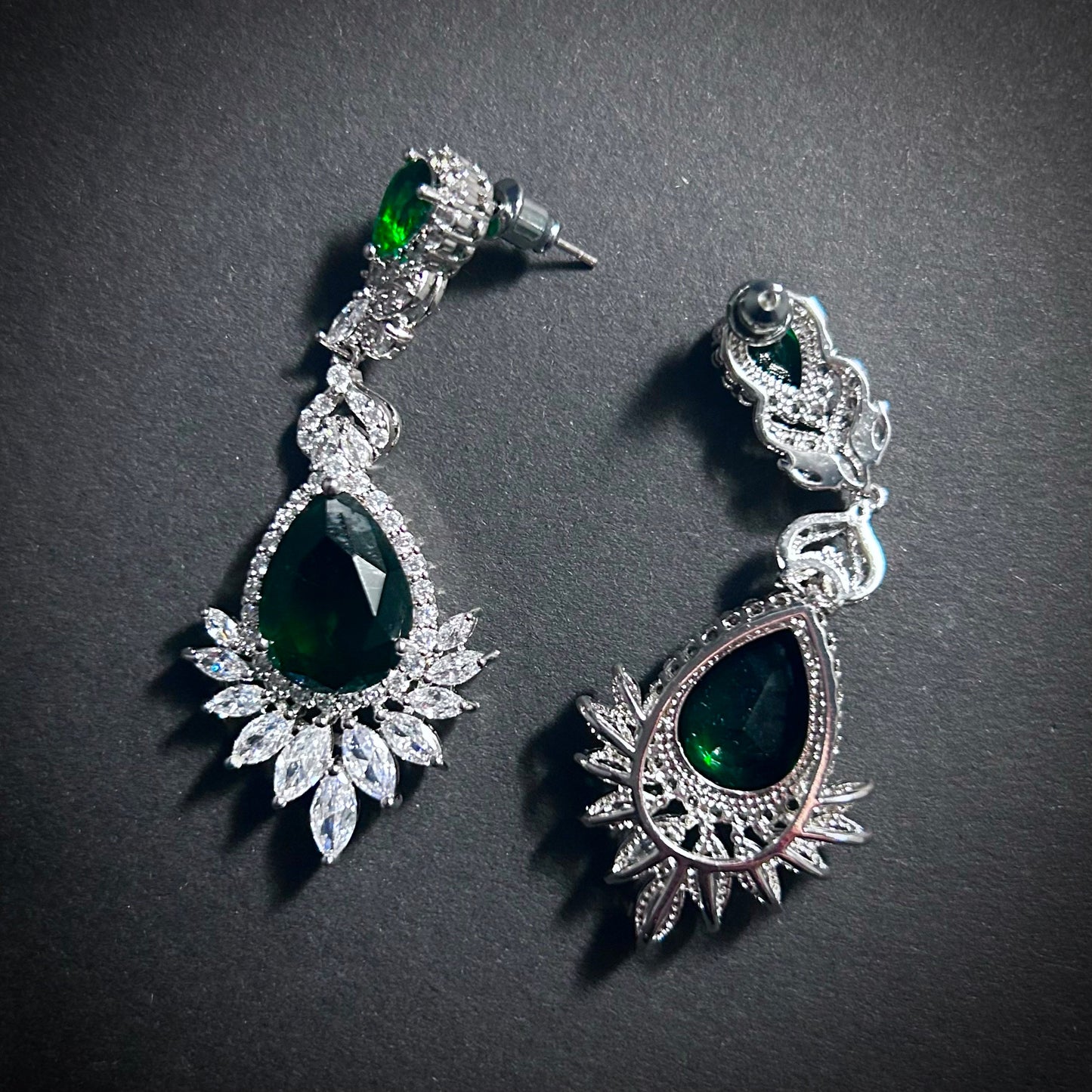 Emerald Teardrop Statement Jewelry Set