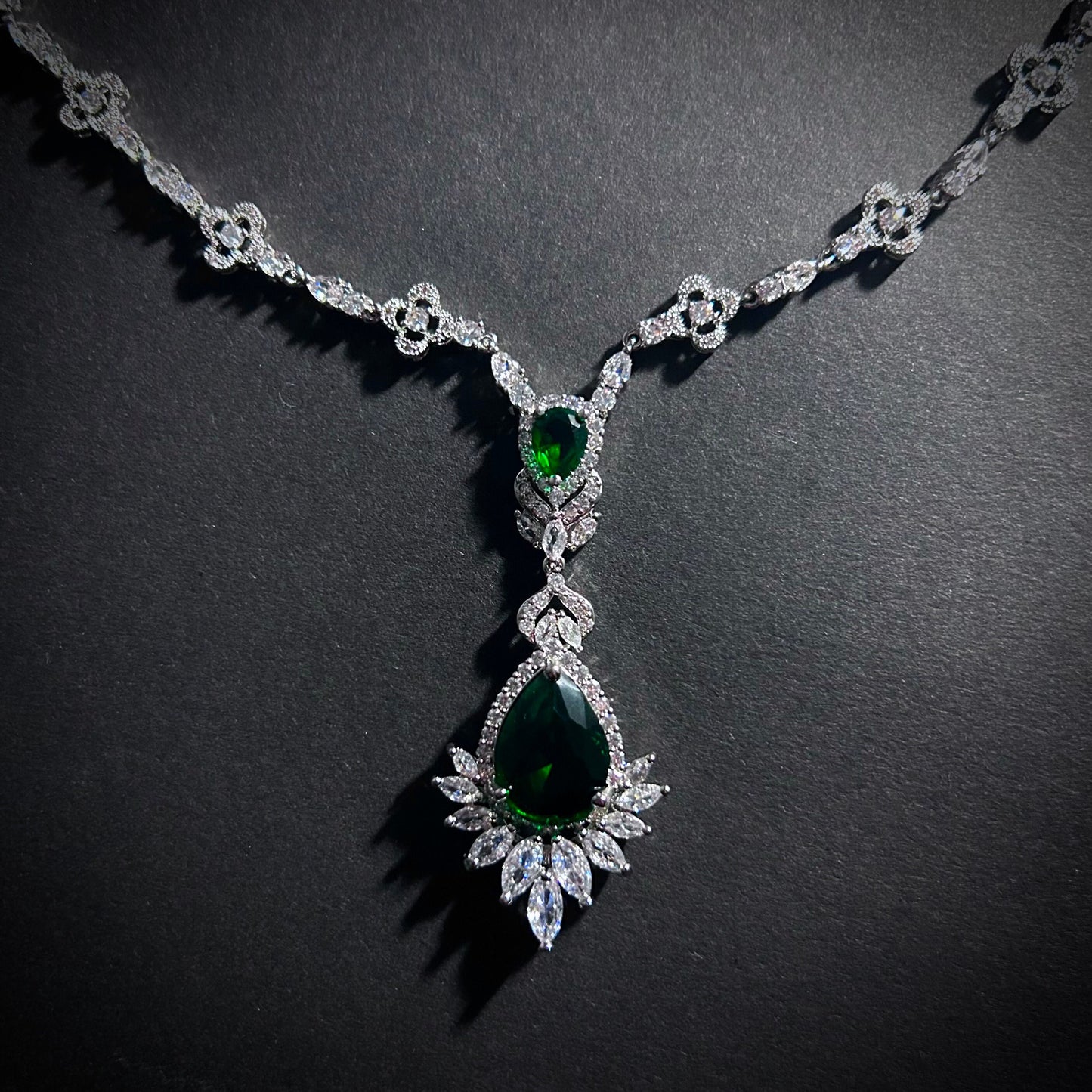 Emerald Teardrop Statement Necklace