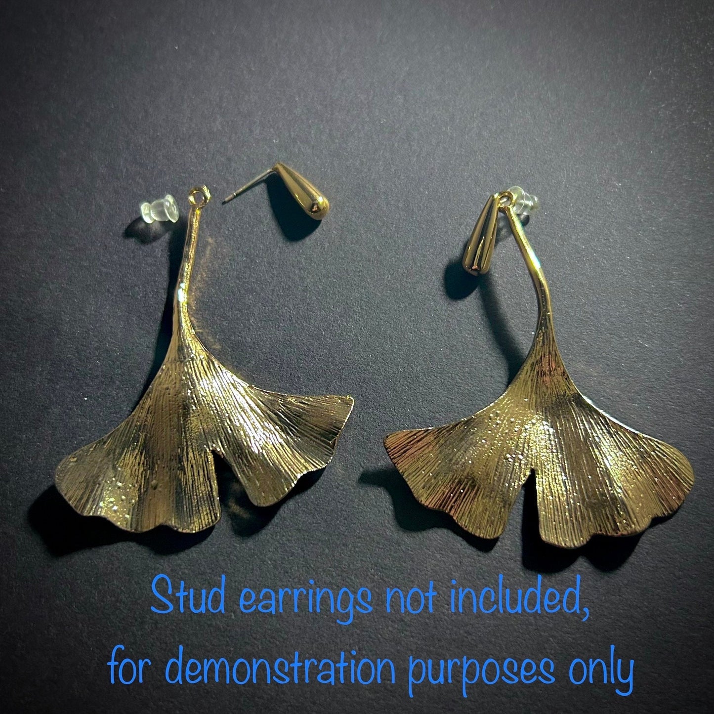 Ginkgo Leaf Gold Ear Jackets (No Stud Earrings Included)