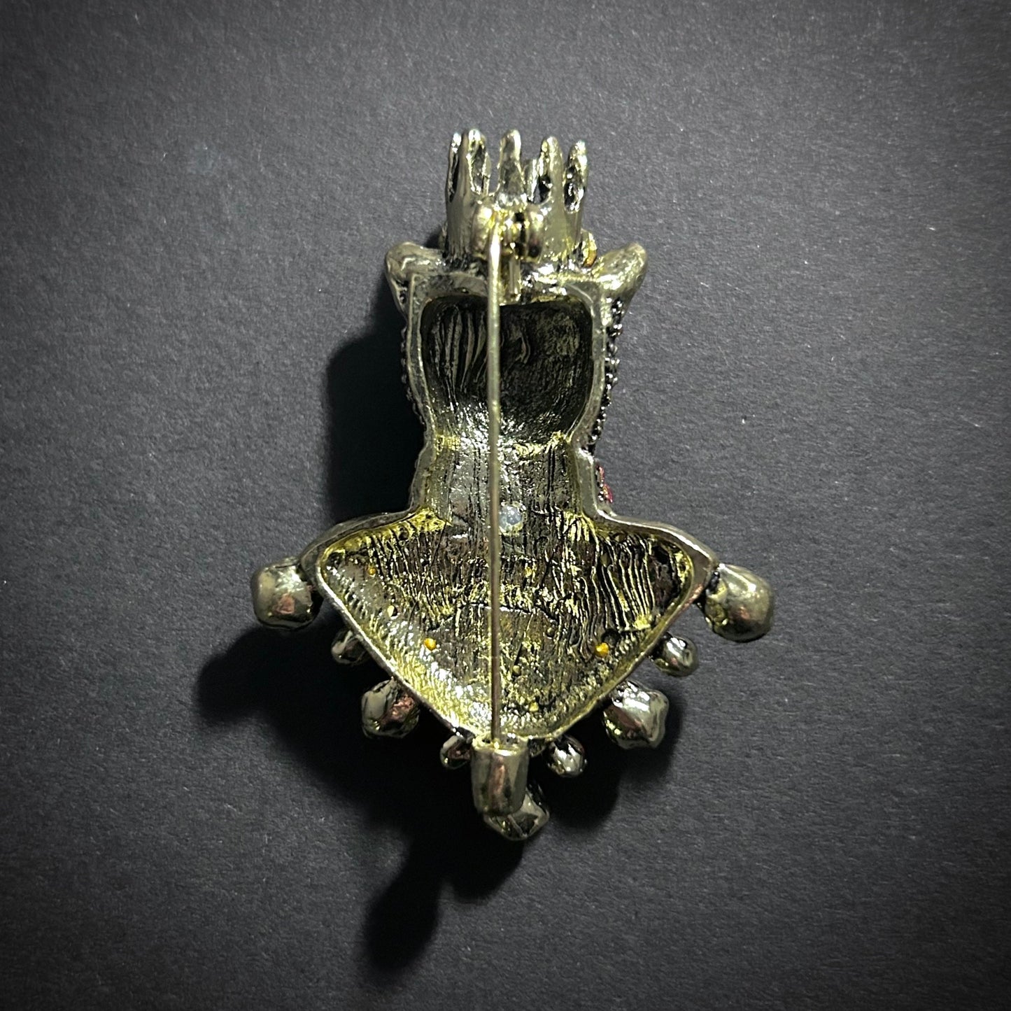 Wolf King Brooch in Gold & Multicolor Rhinestones