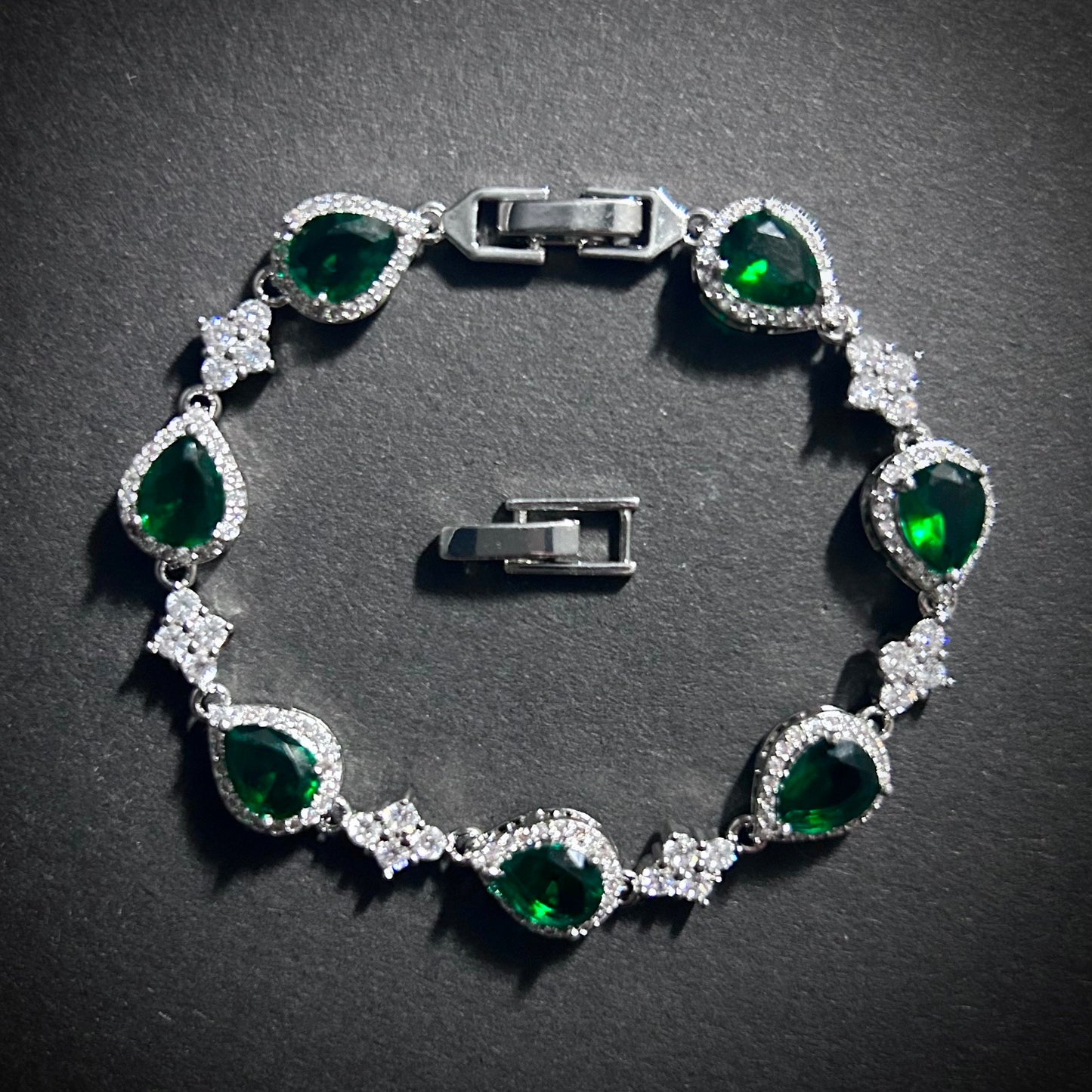 Emerald Teardrop Tennis Bracelet