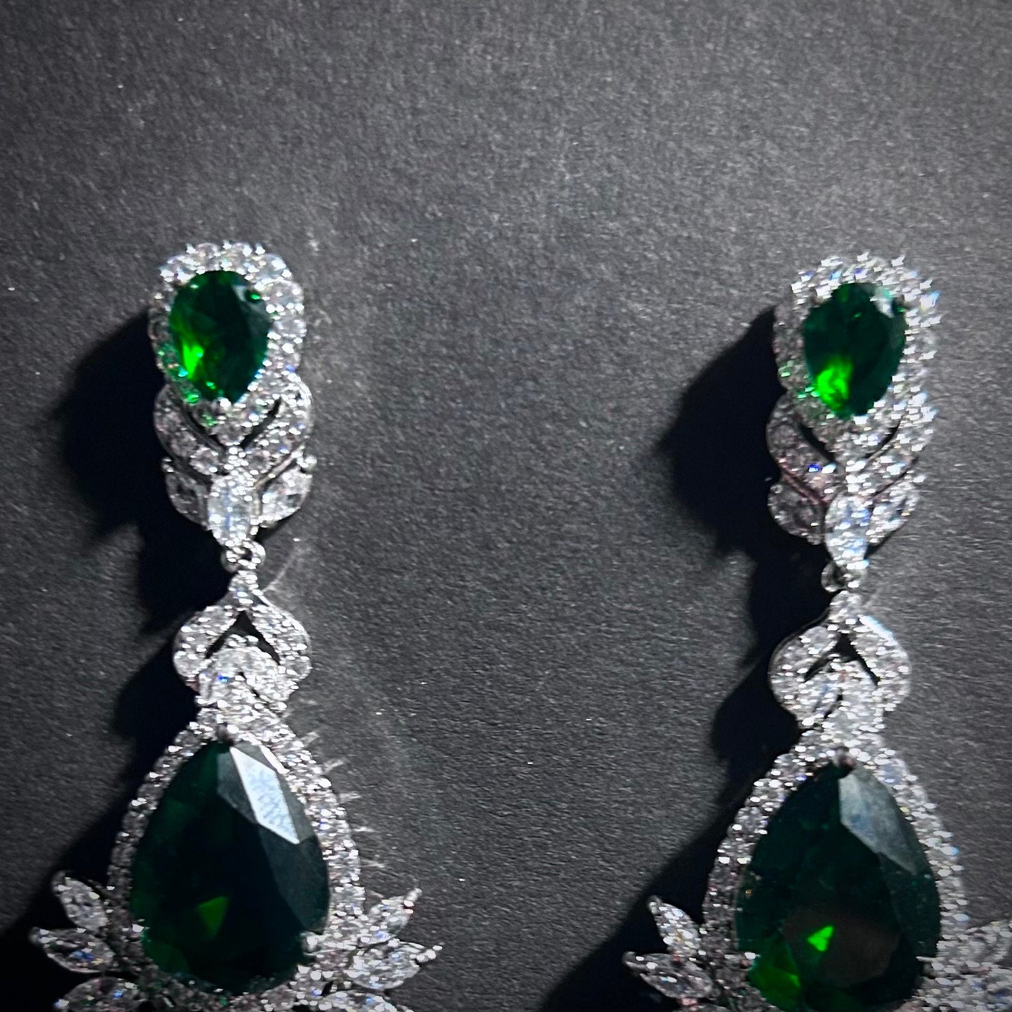 Emerald Teardrop Statement Earrings