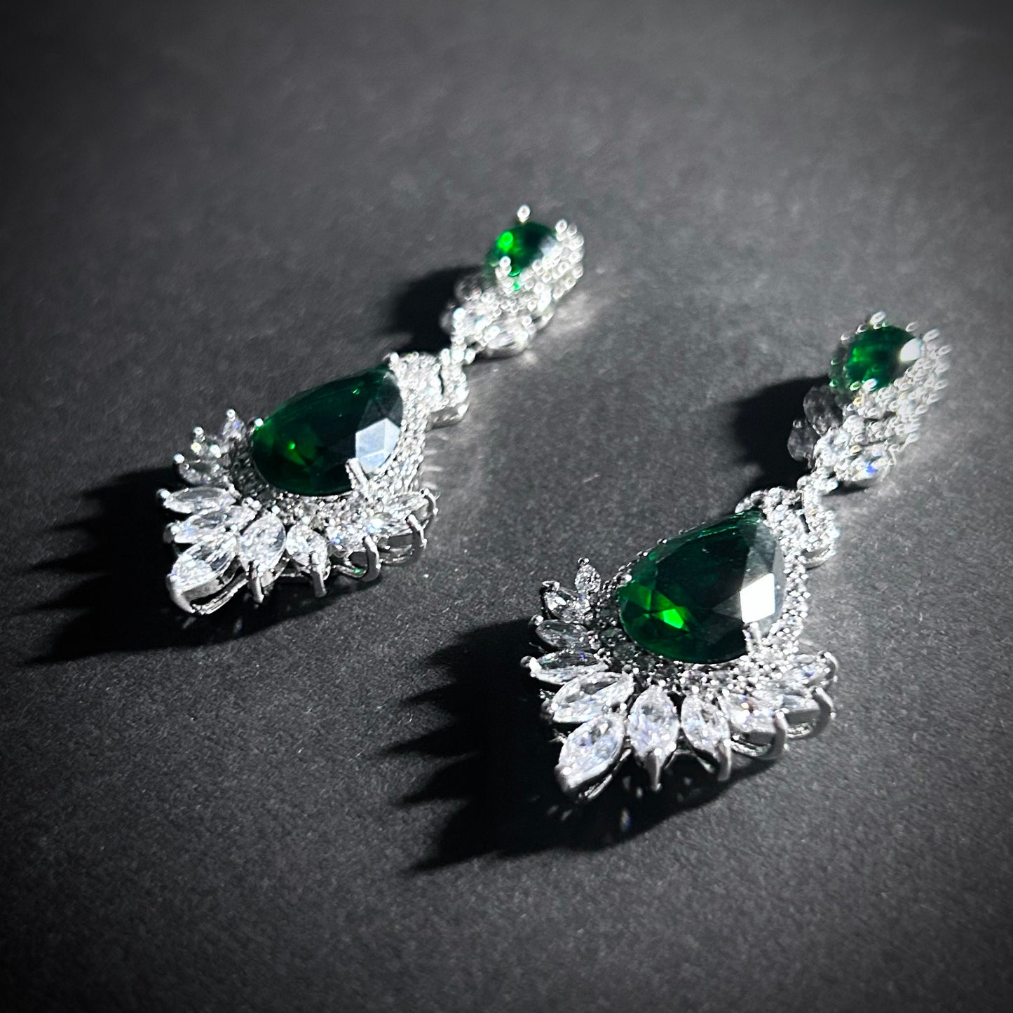 Emerald Teardrop Statement Earrings