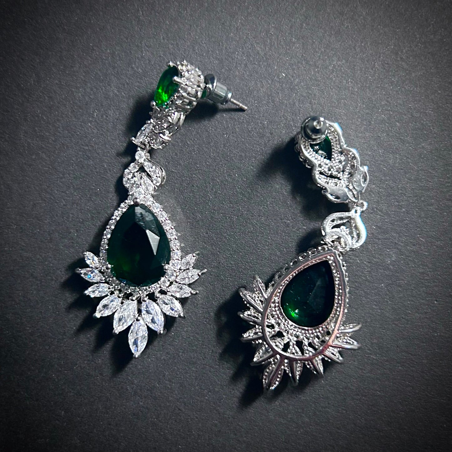 Emerald Teardrop Statement Earrings