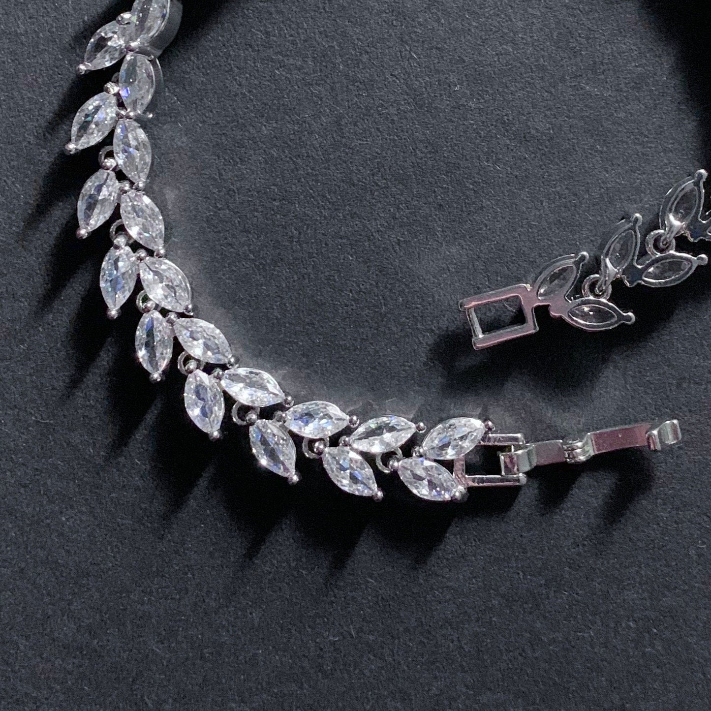 Elegant & Simple Silver Tennis Bracelet with Marquise Cubic Ziconias