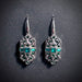 Art Deco Bridal/Bridesmaids Earrings in Silver & Emerald