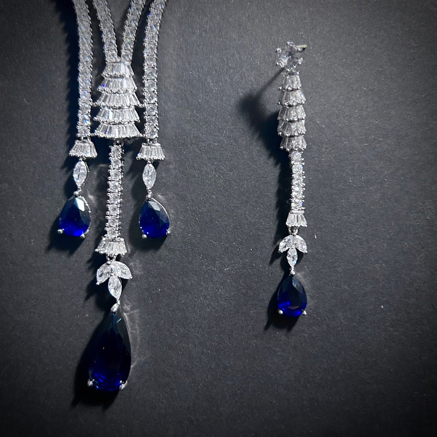 Art Deco Sapphire Silver Bridal Jewelry Set