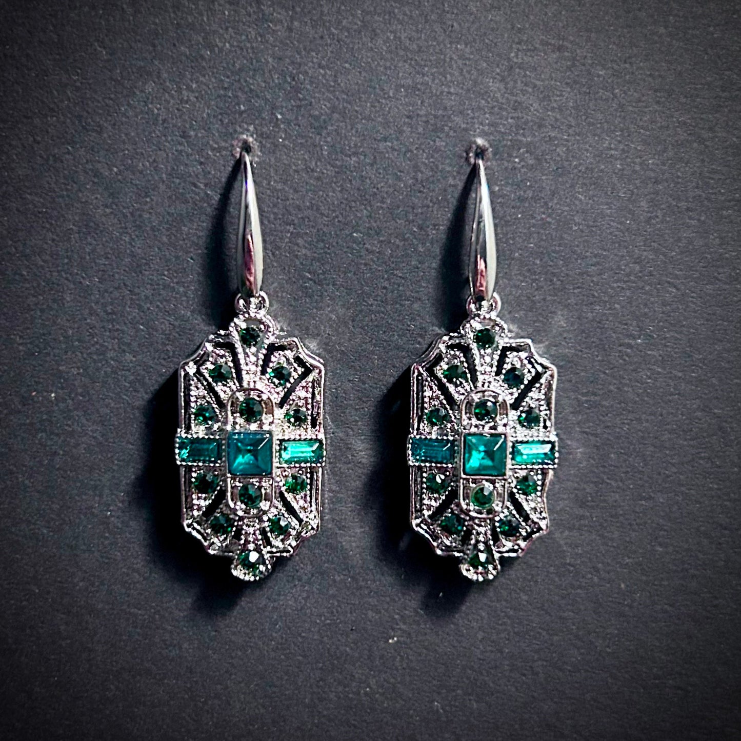 Art Deco Bridal/Bridesmaids Jewerly Set in Silver & Emerald