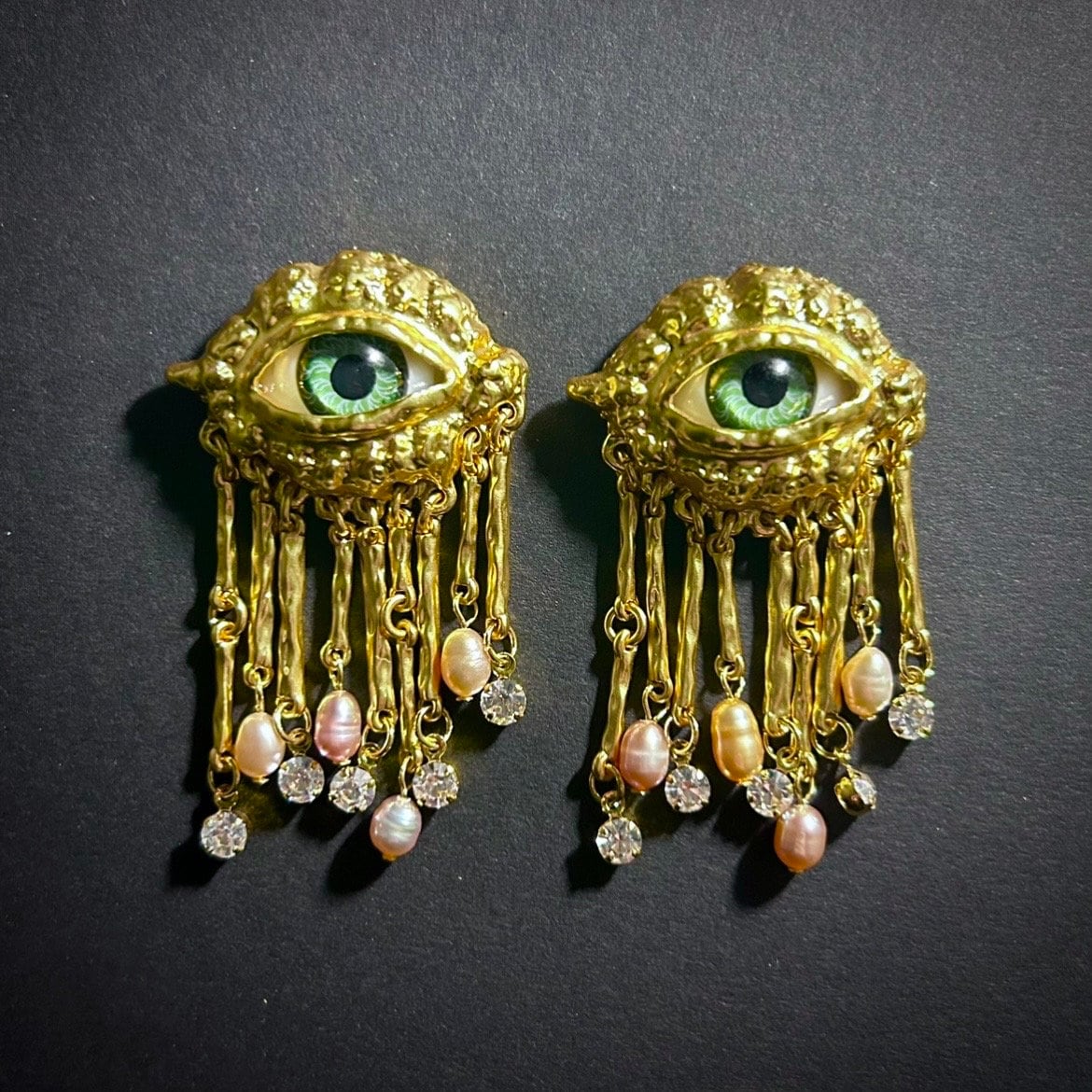 Antique Art Deco store Rhinestone Evil Eye Earrings