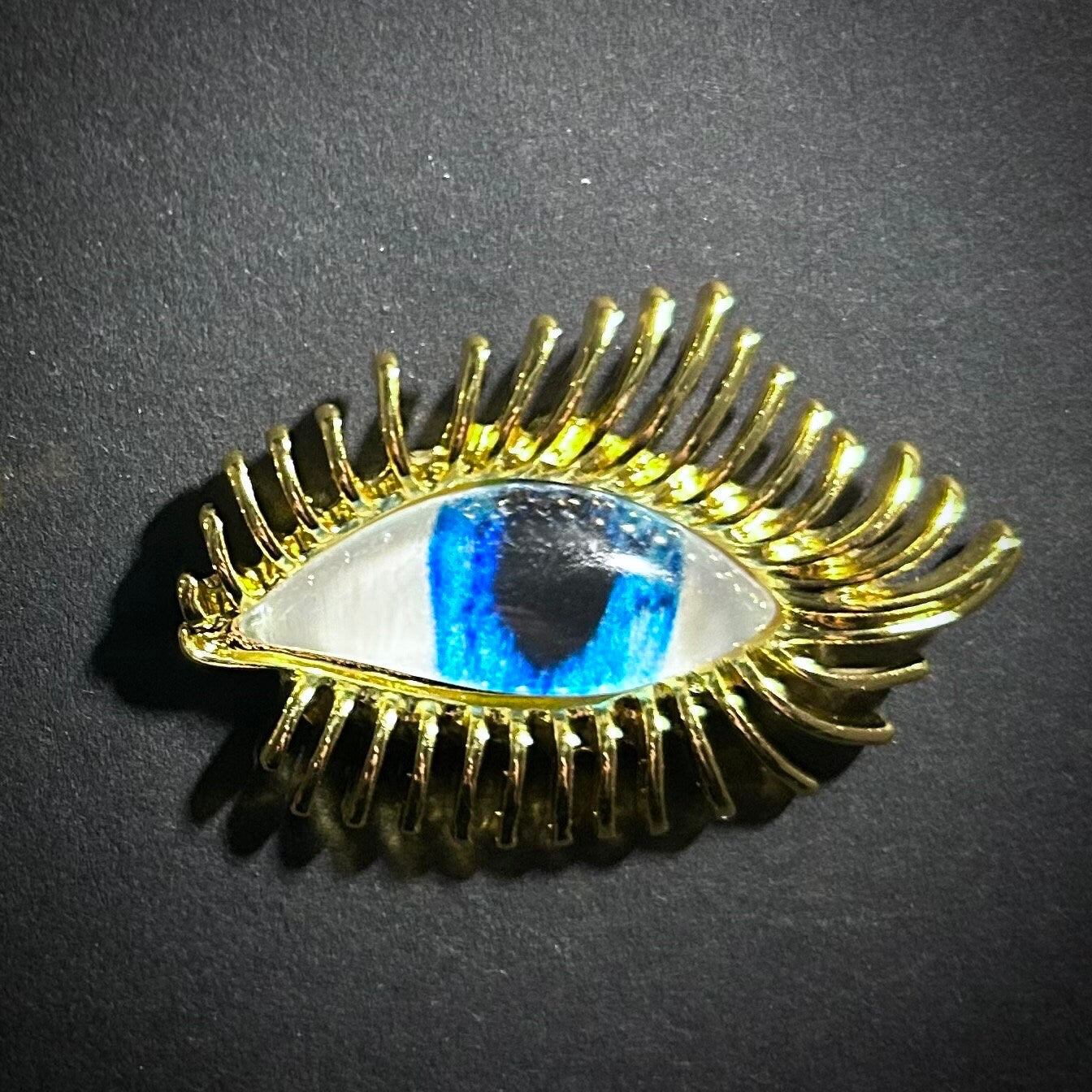 Blue Eyes & Golden Eyelashes Stud Statement Earrings