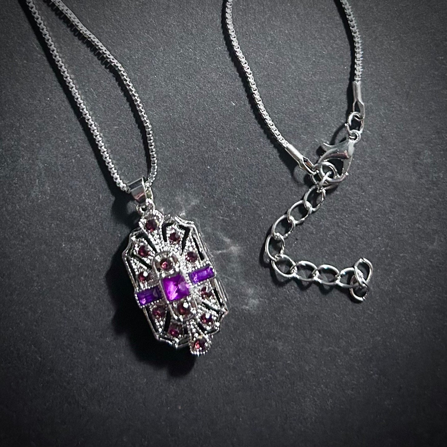 Art Deco Bridal/Bridesmaids Necklace in Silver & Amethyst