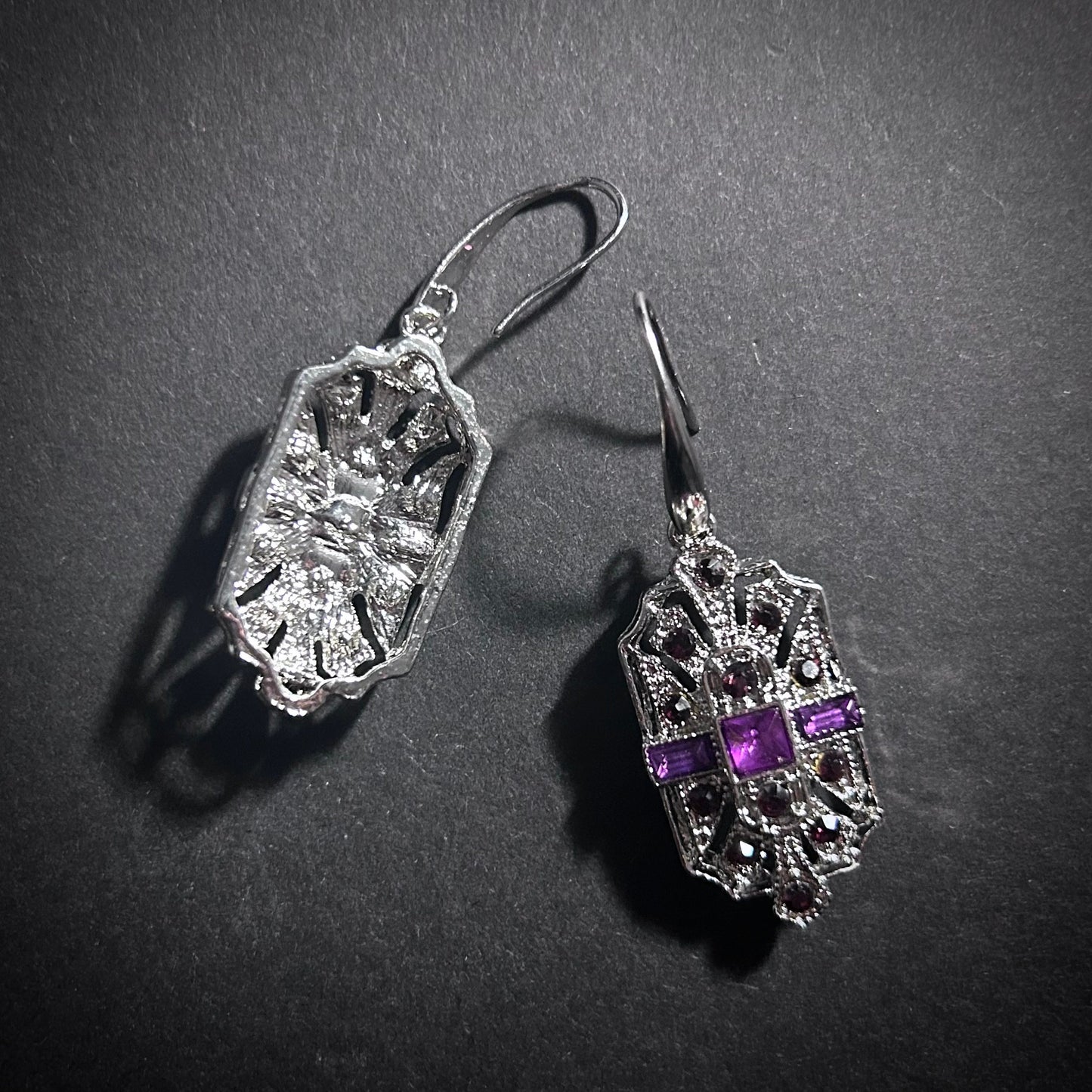 Art Deco Bridal/Bridesmaids Jewerly Set in Silver & Amethyst